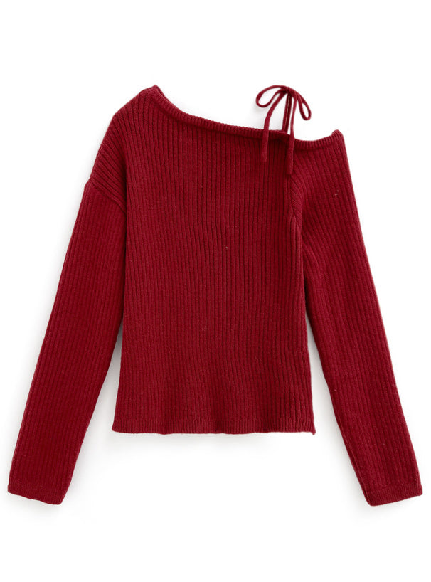 <預訂> 單肩羅紋針織上衣｜五色入