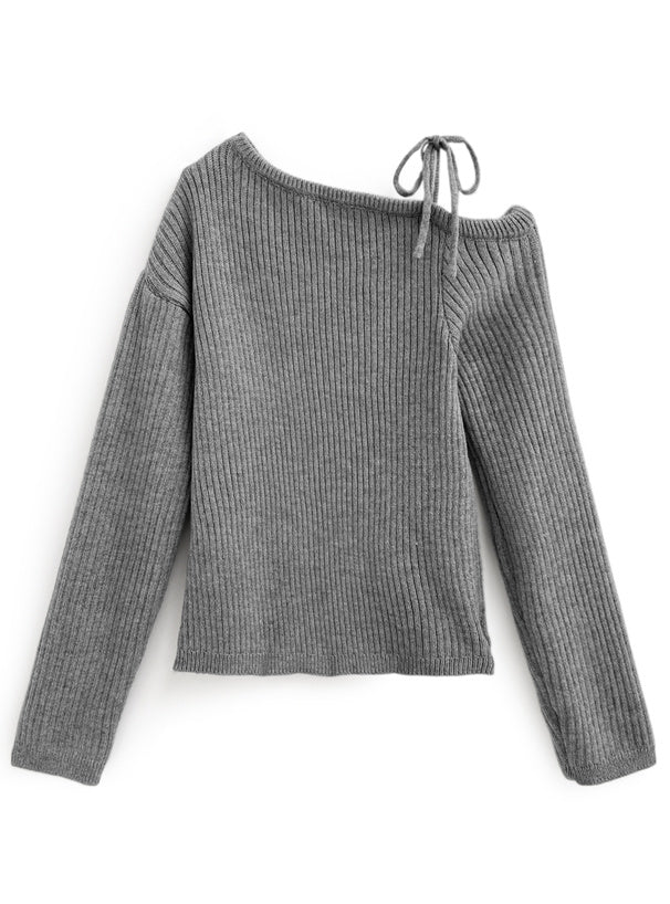<預訂> 單肩羅紋針織上衣｜五色入