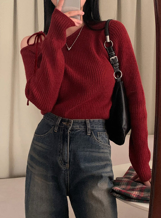 <預訂> 單肩羅紋針織上衣｜五色入