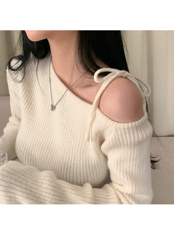 <預訂> 單肩羅紋針織上衣｜五色入