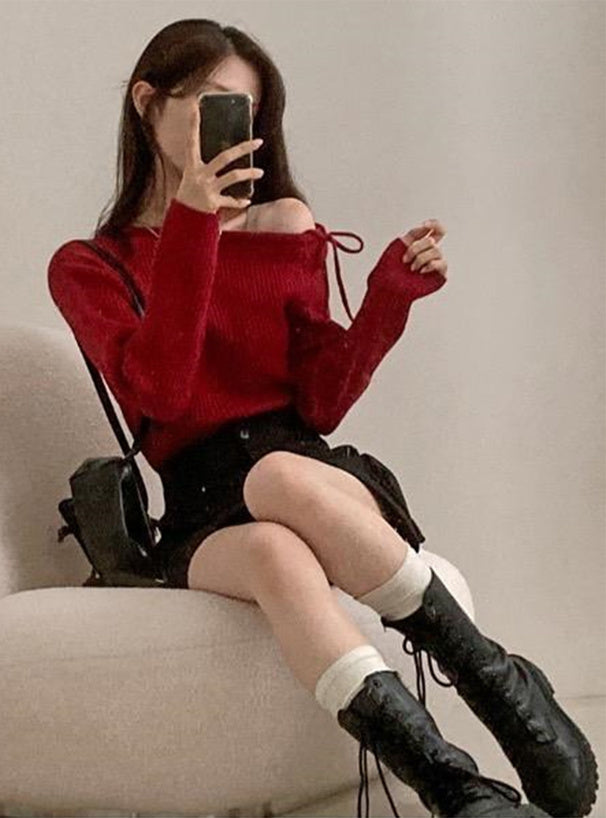 <預訂> 單肩羅紋針織上衣｜五色入