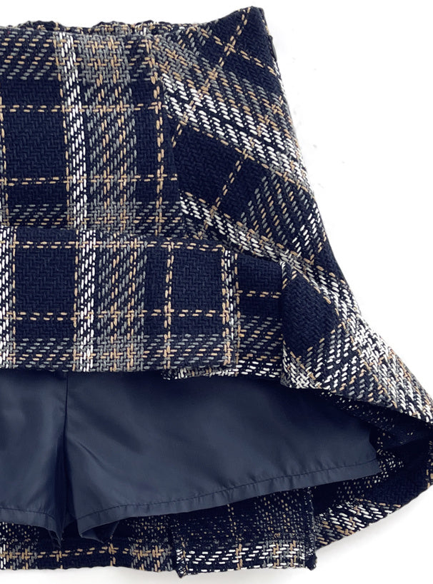 <預訂> JP 花呢格紋半身A字短裙(含打底)