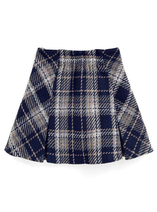 <預訂> JP 花呢格紋半身A字短裙(含打底)