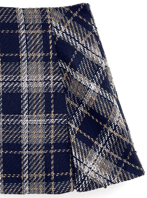 <預訂> JP 花呢格紋半身A字短裙(含打底)