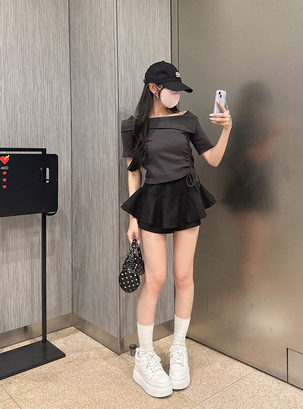 <預訂> JP 露肩寬鬆毛圈布上衣｜六色入