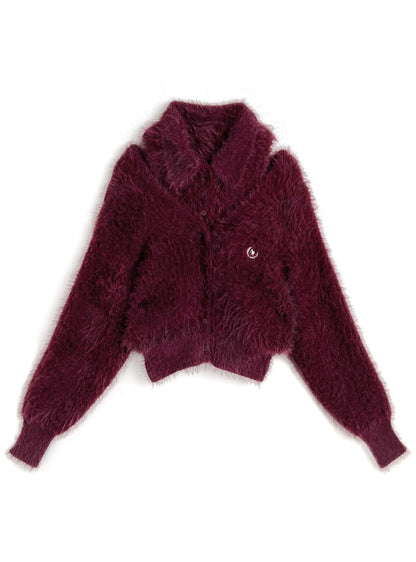 <預訂> 翻領無袖上衣+毛茸茸針織上衣兩件套裝｜兩色入