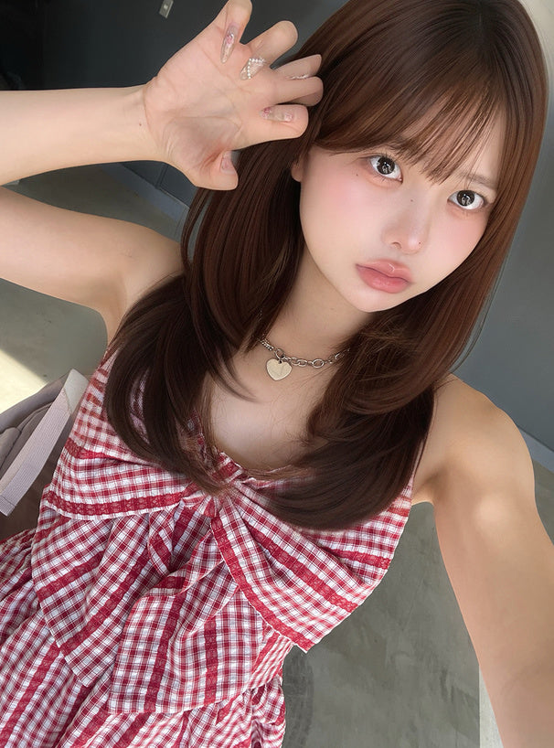 <預訂> JP 格紋圖案大蝴蝶結吊帶背心式上衣 | 兩色入