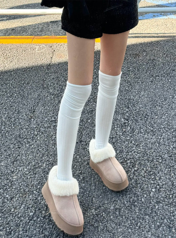 <預訂> JP 厚底羊毛皮短靴｜四色入
