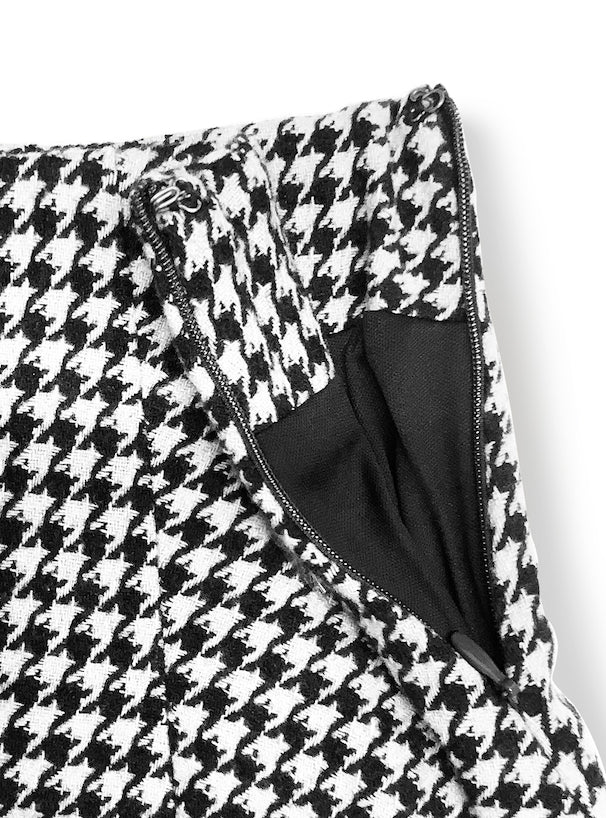 <預訂>  千鳥紋喇叭傘型短款裙(含打底)