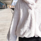 <預訂> JP 摸上手超舒服！皮草毛毛反領束袖厚外套｜兩色入