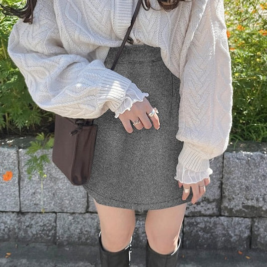 <預訂> JP 千鳥格紋A字短裙(含打底)｜三色入