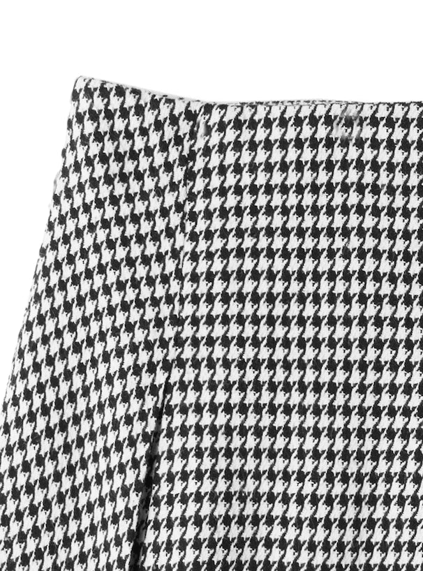 <預訂>  千鳥紋喇叭傘型短款裙(含打底)