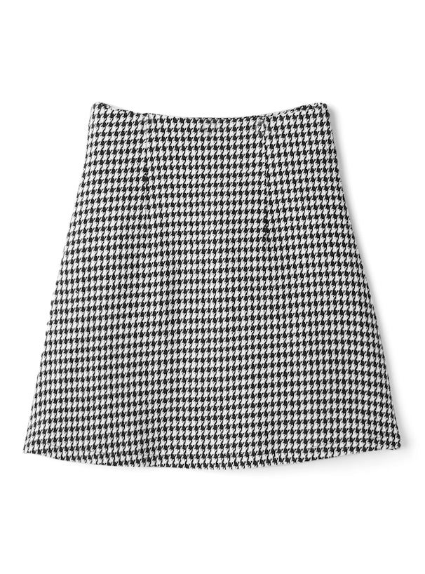 <預訂>  千鳥紋喇叭傘型短款裙(含打底)