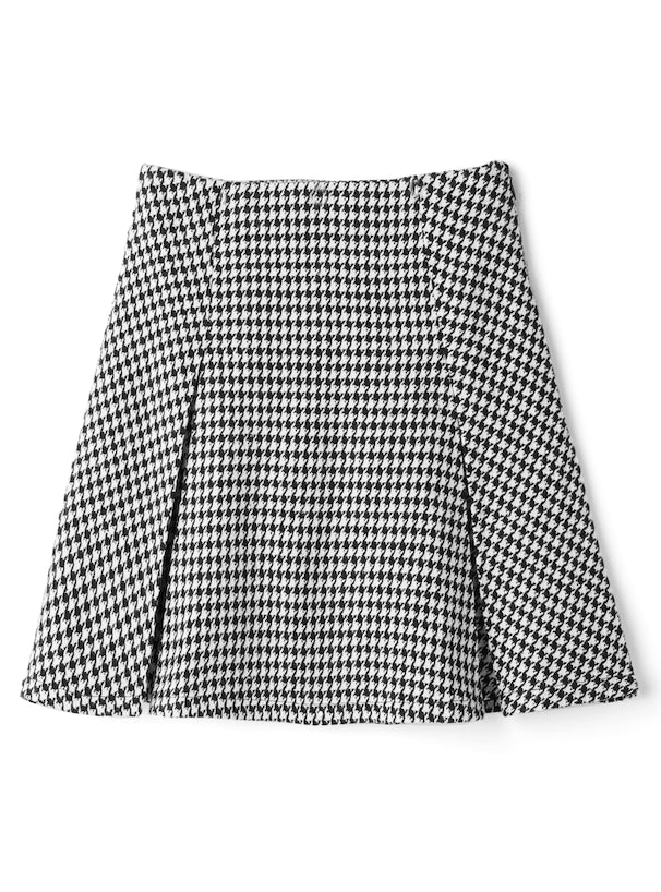 <預訂>  千鳥紋喇叭傘型短款裙(含打底)